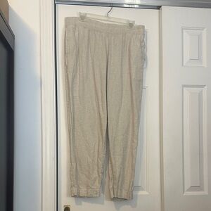 Old Navy Light Tan Straight-Leg Linen Pants